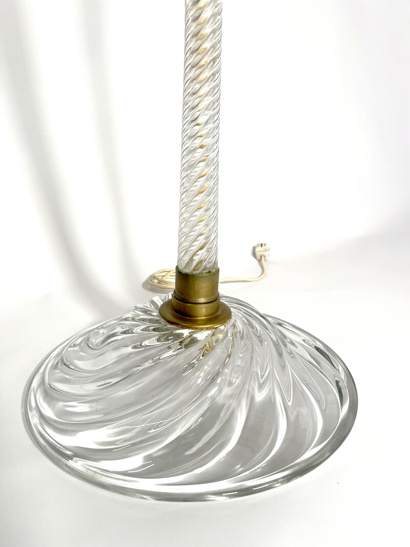 L 196 AV Glass Rigato tondo and brass floor lamp by Carlo Scarpa for Venini 1950s