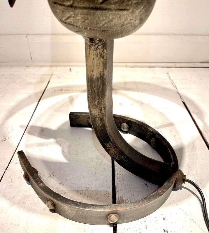 L 210 AG Wrought iron table lamp by Jean touret for Atelier des marolles 