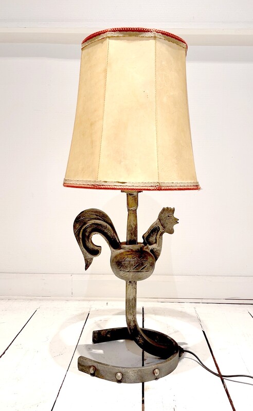 L 210 AG Wrought iron table lamp by Jean touret for Atelier des marolles 