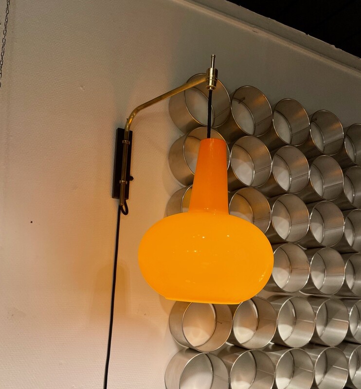 L 216 AG Sconces orange opalin brass and metal 1960