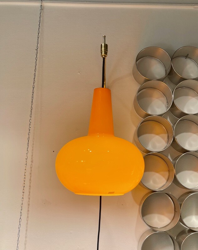 L 216 AG Sconces orange opalin brass and metal 1960