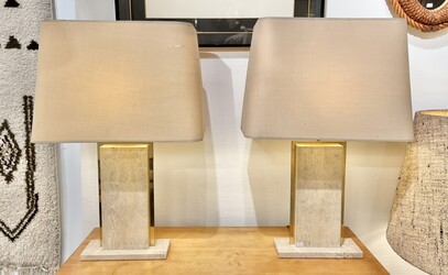 L 218 YO pair of travertine lamps 