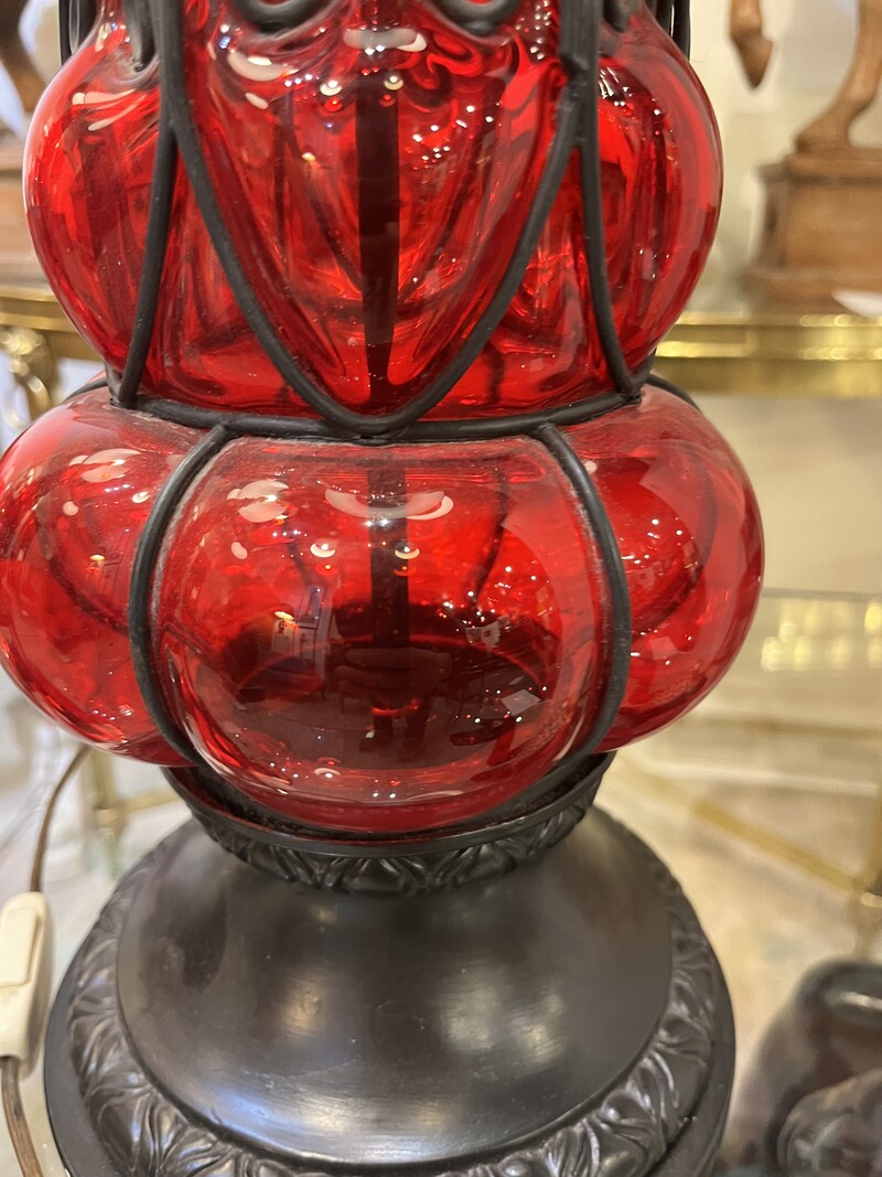 L 219 XXL pair of red Murano glass floorlamps