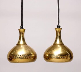 L 235 JC Pair of ceiling lamps, brass, HANS-AGNE JAKOBSSON Sweden