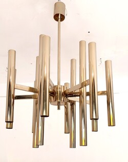 L 236 JC Nickel chandelier by Gaetano Sciolari, 1980s