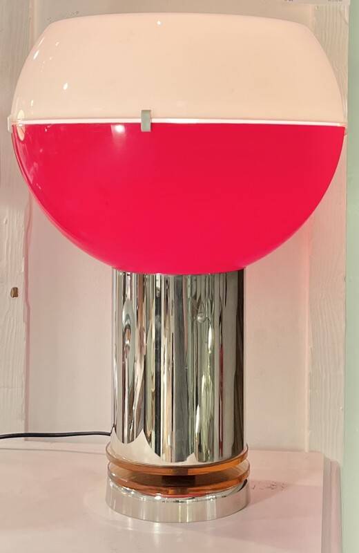L 264 AG red and white plastic space age lamp with chrome base, circa 1970’s