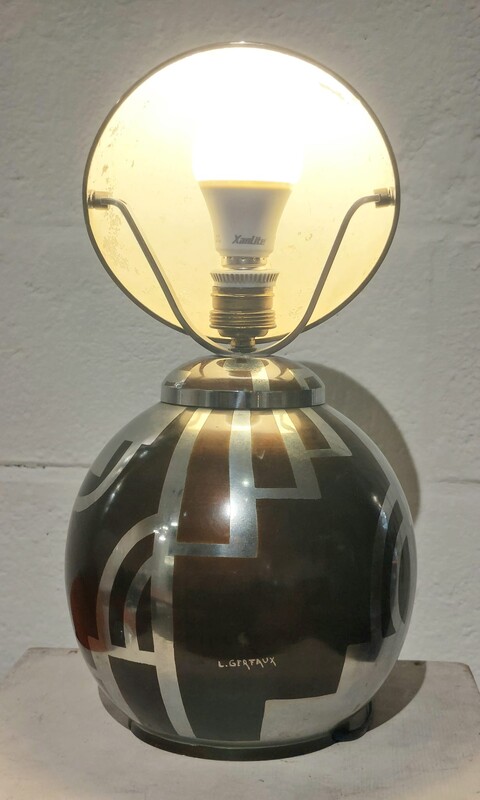 L 278 JC Copperware art deco  Table lamp signed Lucien Gerfaux, France 1930