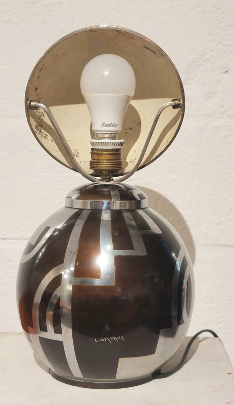 L 278 JC Copperware art deco  Table lamp signed Lucien Gerfaux, France 1930