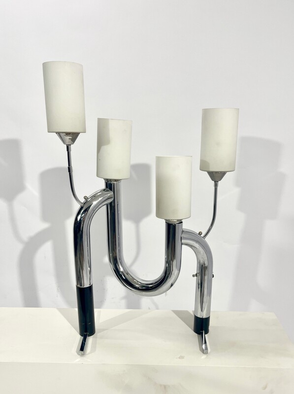 L 288 AG Lamp chrome and opalin glass from 1970