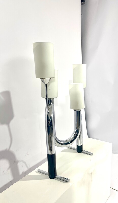 L 288 AG Lamp chrome and opalin glass from 1970