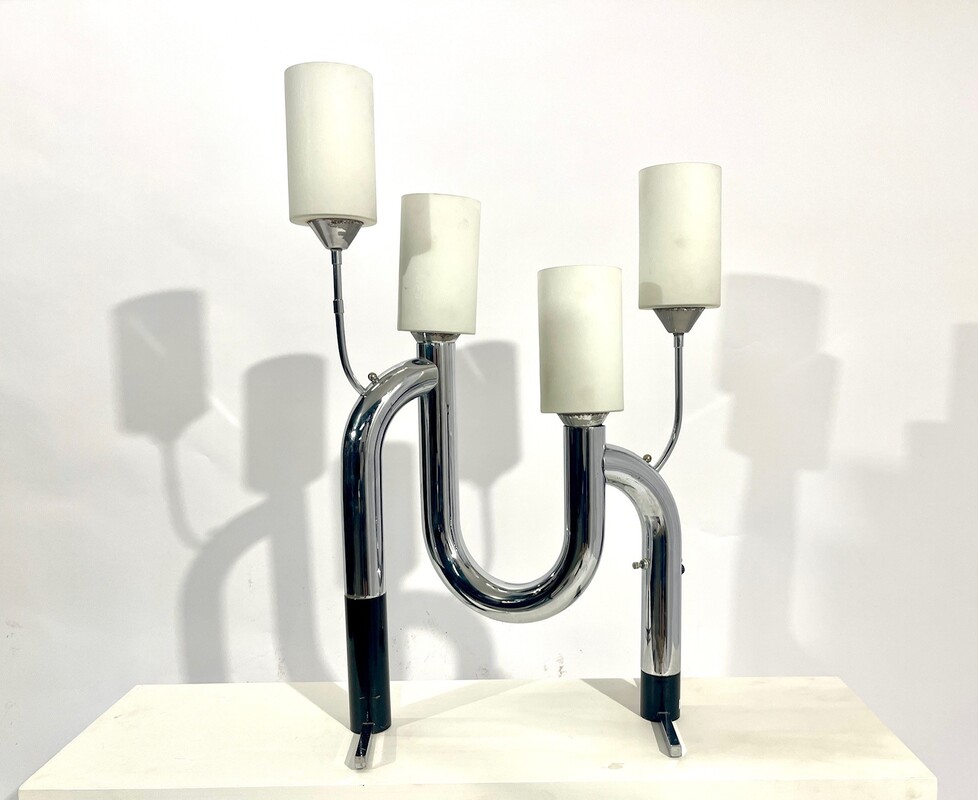 L 288 AG Lamp chrome and opalin glass from 1970