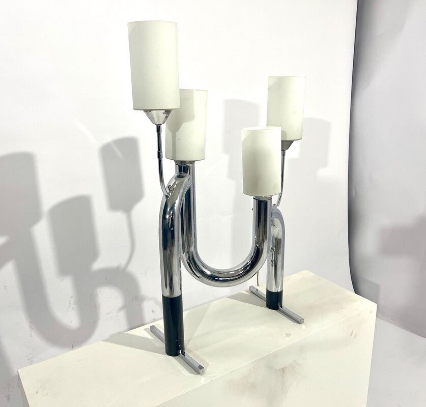 L 288 AG Lamp chrome and opalin glass from 1970