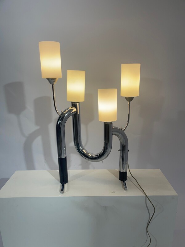 L 288 AG Lamp chrome and opalin glass from 1970