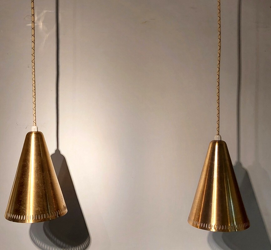 L 315 JC Pair brass hanging lamps Sweden 1960