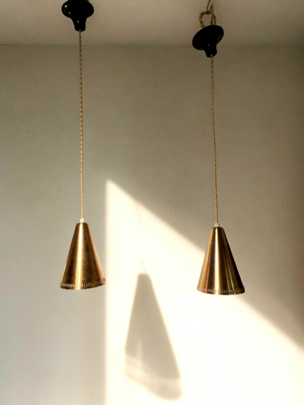 L 315 JC Pair brass hanging lamps Sweden 1960