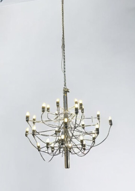L 334 AG chrome chandelier by Gino Sarfatti for Arte Luce