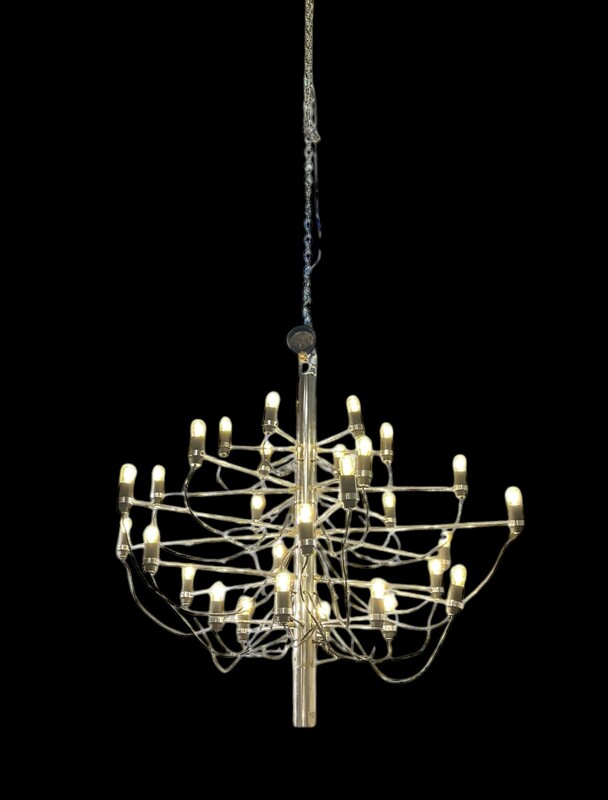 L 334 AG chrome chandelier by Gino Sarfatti for Arte Luce