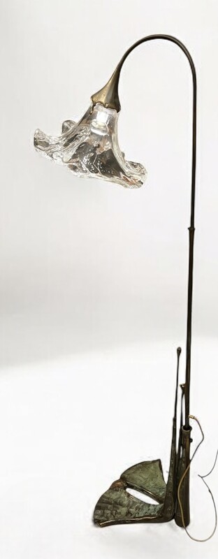 L 341 AG organic bronze and glass floor lamp by Lothar Klute