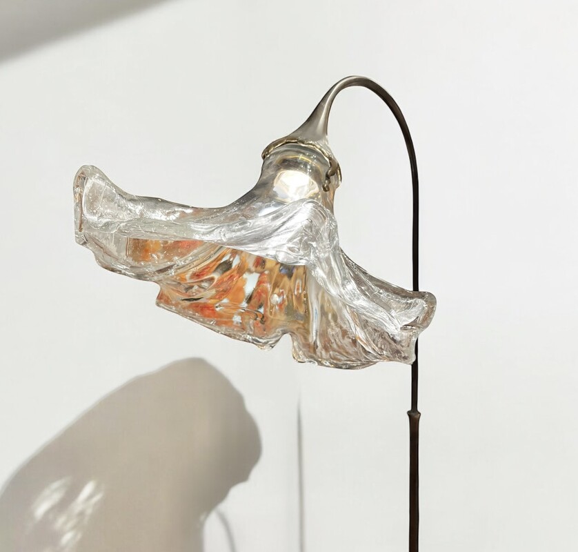 L 341 AG organic bronze and glass floor lamp by Lothar Klute