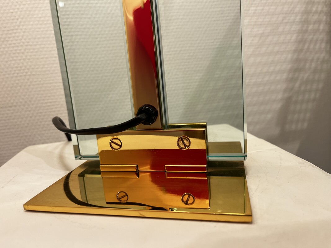 L 359 AG brass and glass table lamp by Fontana Arte, 1980’s