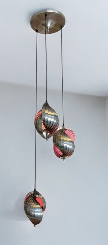 L 453 APO adjustable alu pendant by Henri Mathieu, inside purple 