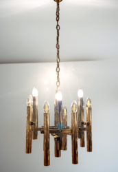 L 463 JC Gilt metal chandelier by Gaetano Sciolari, Italy 1980s