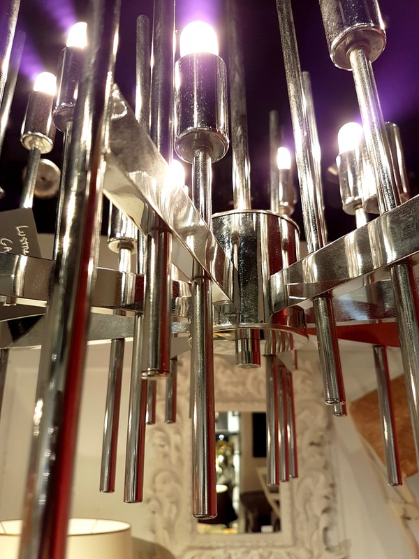 L 464 YD Chrome chandelier by Gaetano Sciolari