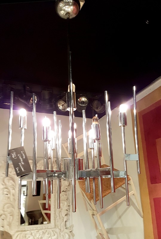 L 464 YD Chrome chandelier by Gaetano Sciolari