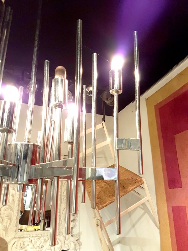 L 464 YD Chrome chandelier by Gaetano Sciolari