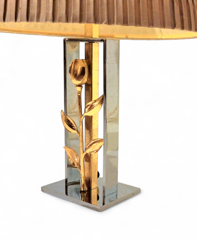 L 466 JC Pair Bronze and chrome table lamps in the manner of Charles 1980s