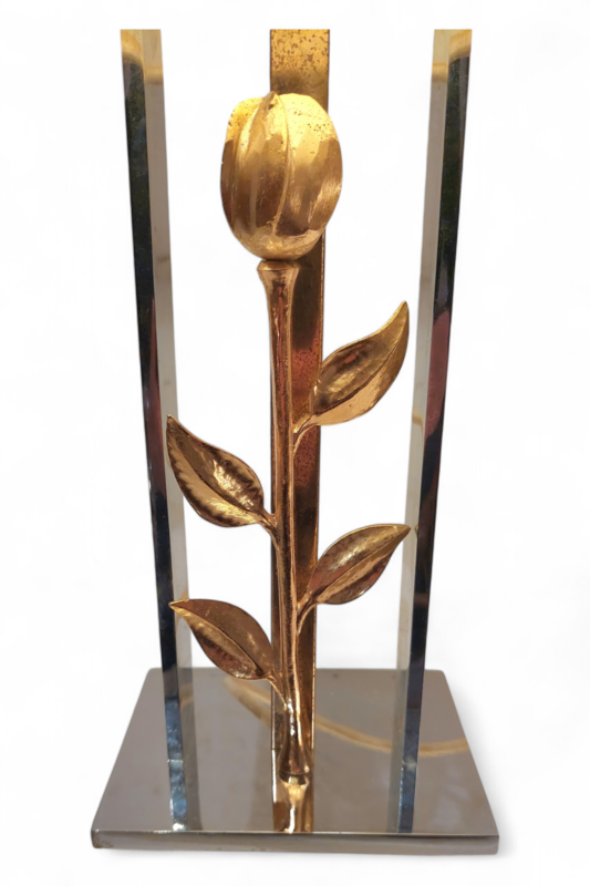 L 466 JC Pair Bronze and chrome table lamps in the manner of Charles 1980s
