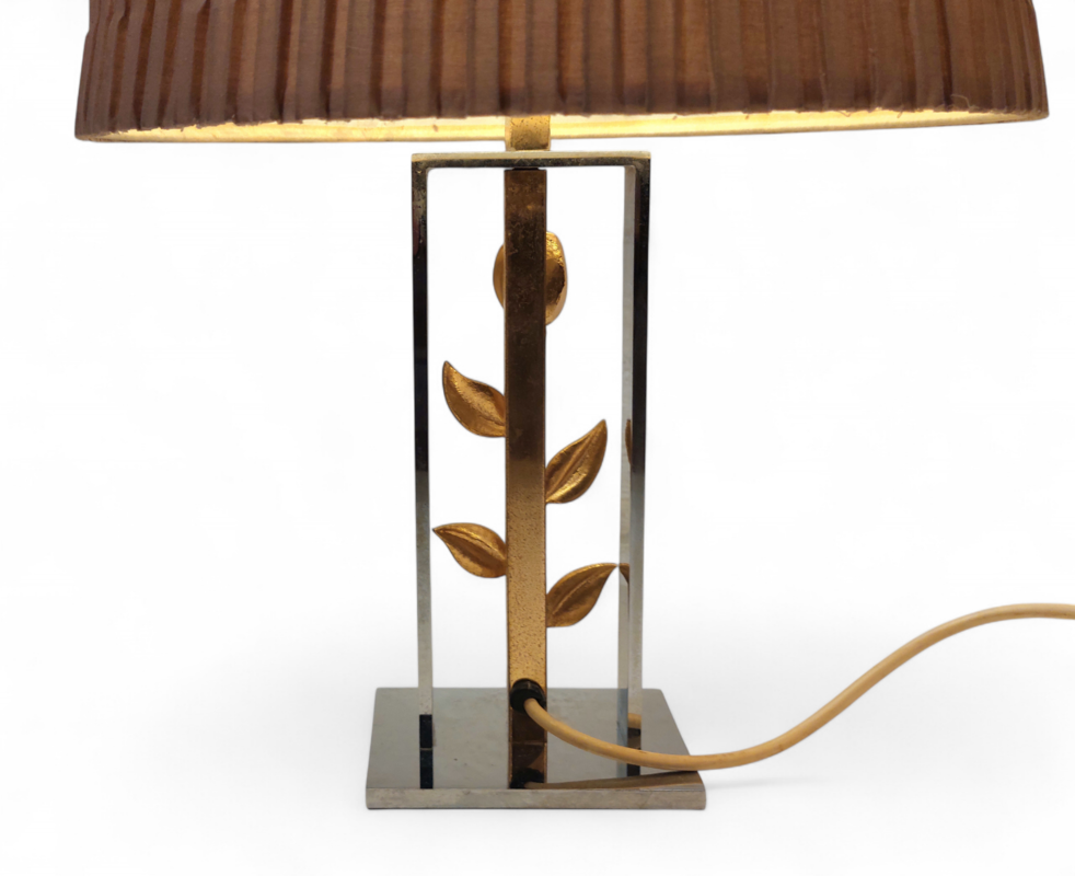 L 466 JC Pair Bronze and chrome table lamps in the manner of Charles 1980s
