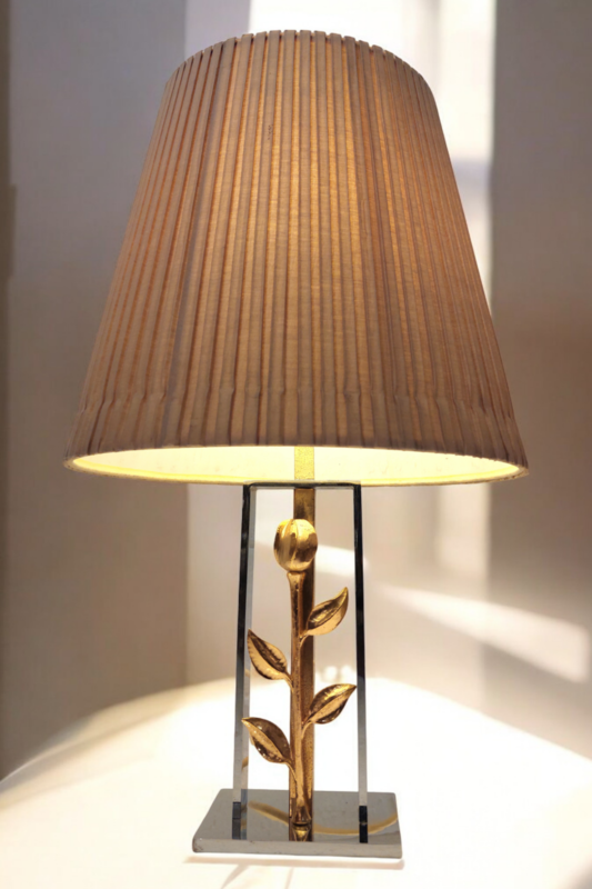 L 466 JC Pair Bronze and chrome table lamps in the manner of Charles 1980s