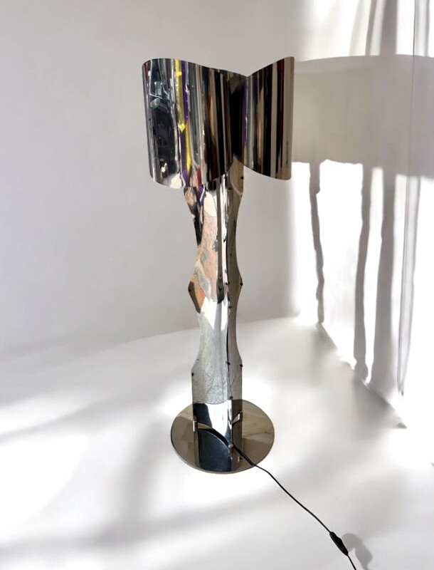 L 469 AG rare floor lamp stainless steel circa 1970