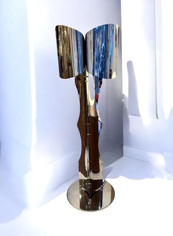 L 469 AG rare floor lamp stainless steel circa 1970
