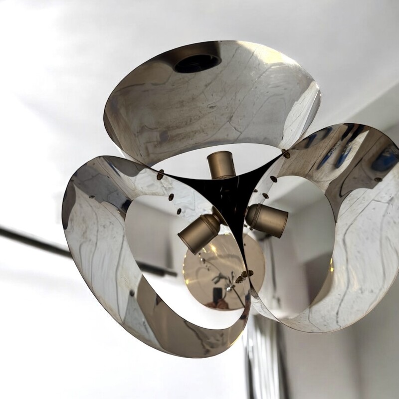 L 469 AG rare floor lamp stainless steel circa 1970