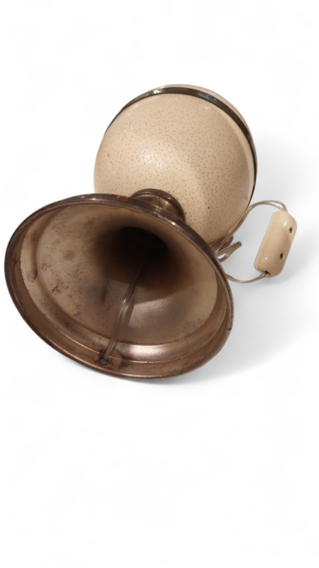 L 470 JC Pair of lamp-mounted ostrich eggs, silver-plated metal, Ca 1930