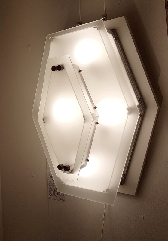 L 474 AS Art Deco ceiling light in sandblasted glass 1930s