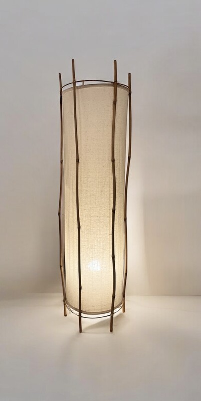 L 476 JD/RC  bamboo and fabric floor lamp by Louis Sognot 