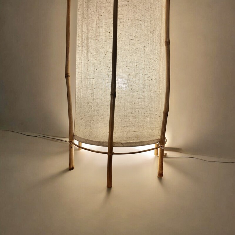 L 476 JD/RC  bamboo and fabric floor lamp by Louis Sognot 