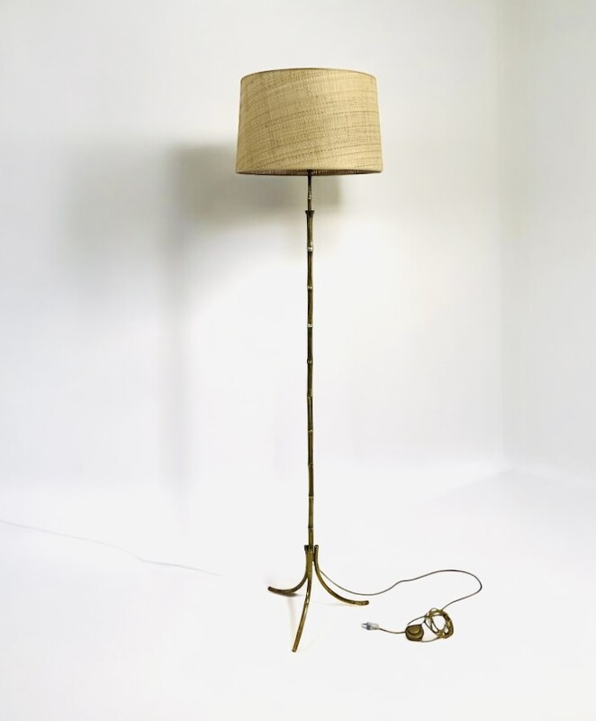 L 483 AG Lamp Floor bràze by maison Bagues faux bamboo