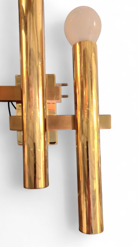 L 486 JC Pair gilt wall lamps by Sciolari, 1980s