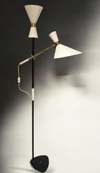 L 490 FL Pelikan Floor Lamp in Brass and Lacquered Steel by J.T. Kalmar, Austria, 1950s