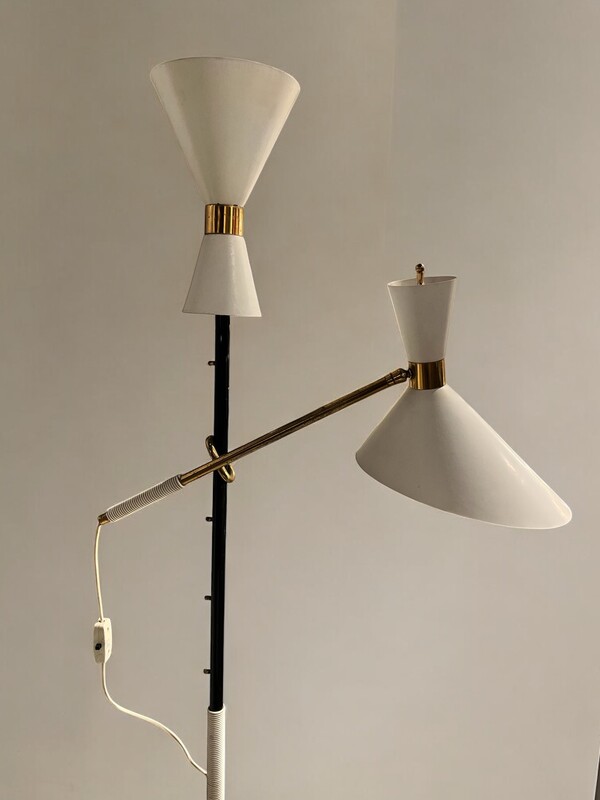 L 490 FL Pelikan Floor Lamp in Brass and Lacquered Steel by J.T. Kalmar, Austria, 1950s
