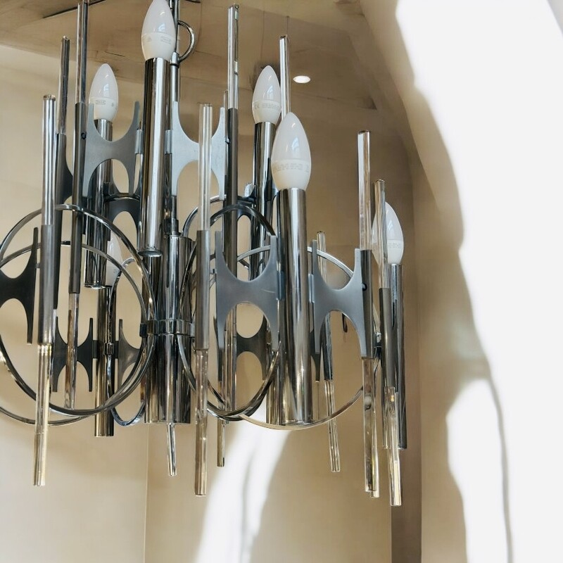 L 491 AG Chandelier glass tube by Gaëtano Scoliari / pair of sconces available 