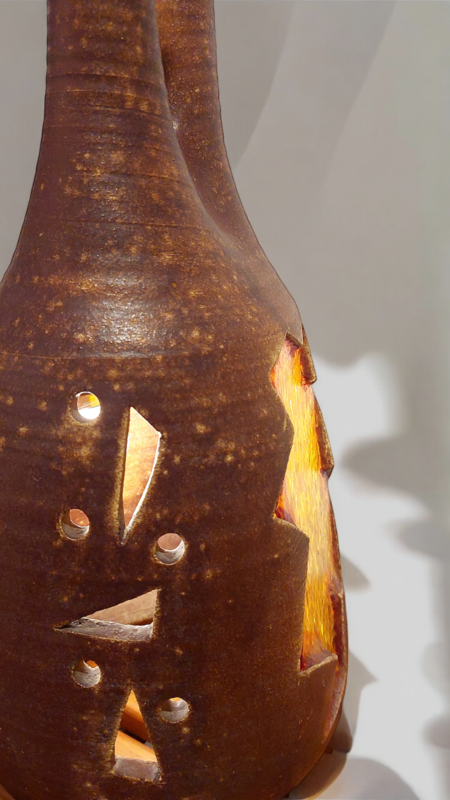 L 493 JC Ceramic and resine table lamp by Accolay France 1950s