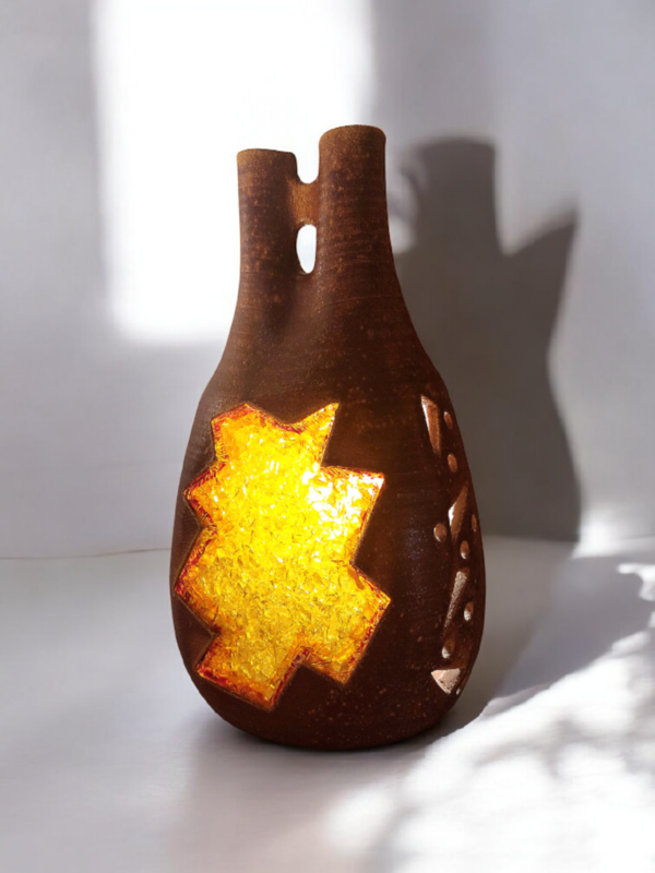 L 493 JC Ceramic and resine table lamp by Accolay France 1950s