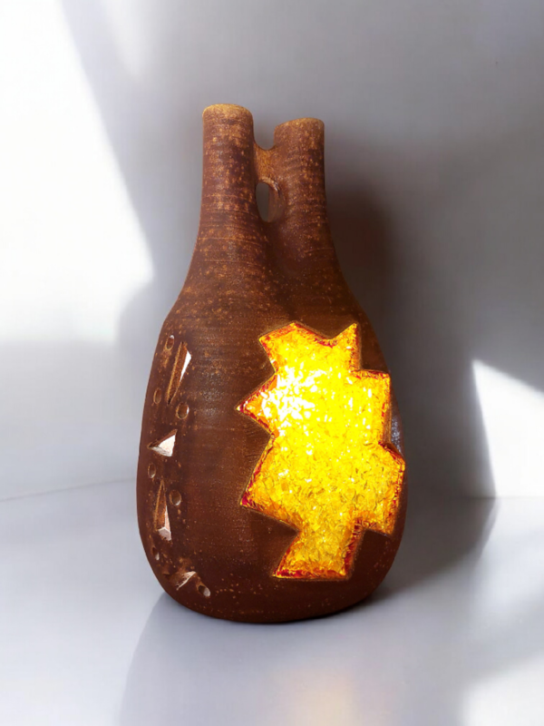 L 493 JC Ceramic and resine table lamp by Accolay France 1950s