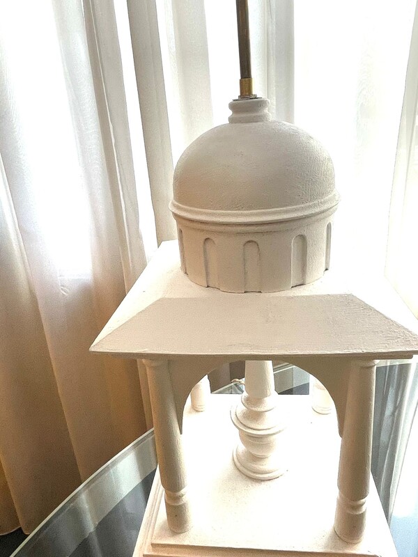 L 500 YD pair of white pagode lamps 