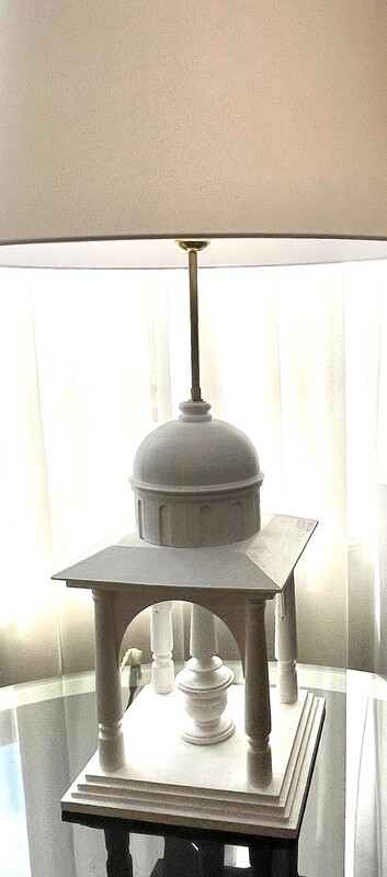 L 500 YD pair of white pagode lamps 